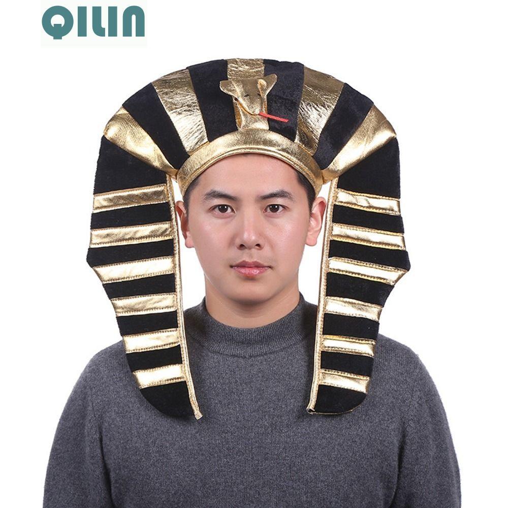 QILIN หมวกฟาโรห์ฮาโลวีน,ตกแต่งงานปาร์ตี้ฮาโลวีน Masquerade Party Egyptian King หมวก, ตลกคอสเพลย์เครื