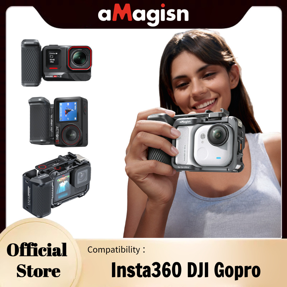 AMagisn Xplorer Grip Kit รุ่นโลหะสําหรับ Insta360 Go Ultra Ace Pro 2, DJI Action 5 Pro 4, Gopro Hero