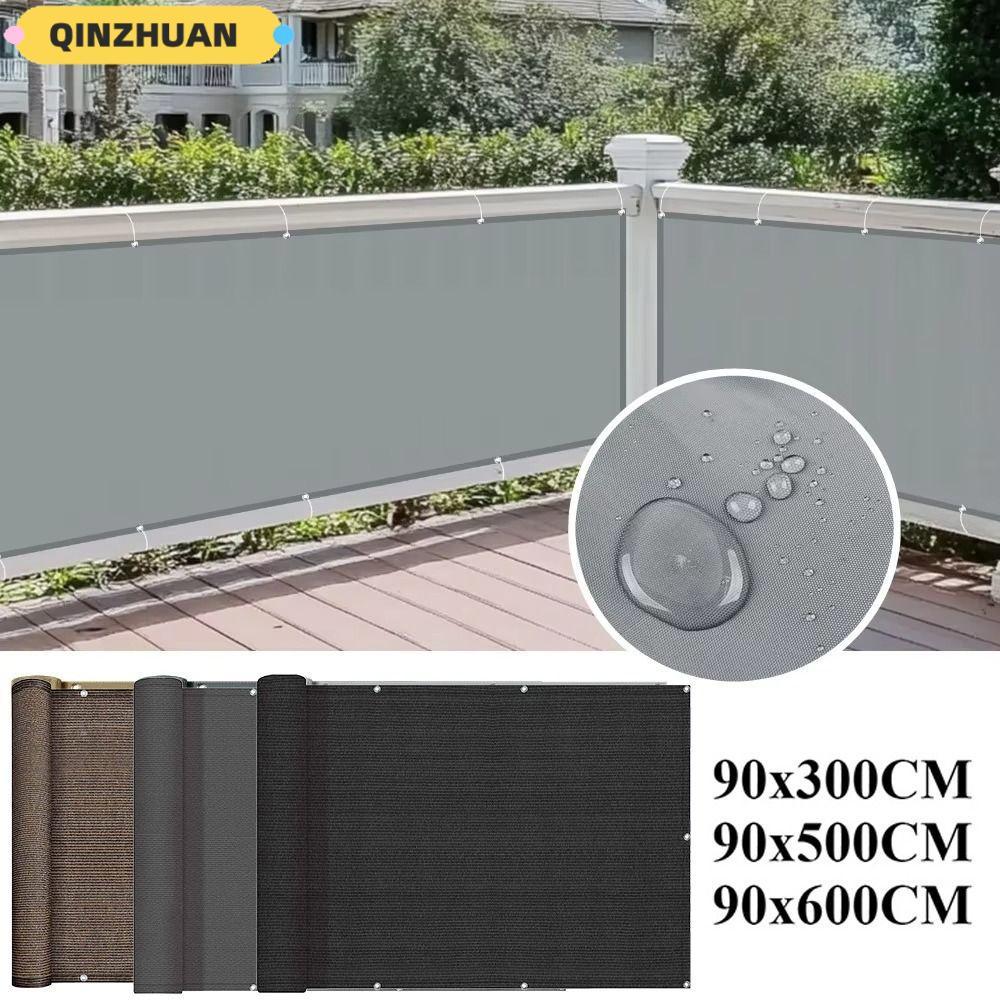 QINZHUAN ผ้าบังแดดระเบียง, กันน้ํา 3/5/6M Sun Shading Sails, ผ้าหน้าจอความเป็นส่วนตัวระเบียงอเนกประส