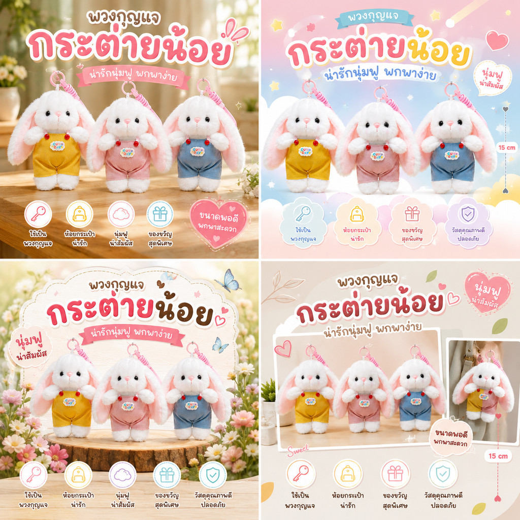 ตุ๊กตากระต่ายใส่เอี๊ยมสุดน่ารัก ตุ๊กตานุ่มนิ่มมีกลิ่นหอม พวงกุญแจห้อยกระเป๋า ของขวัญสำหรับสาวๆ