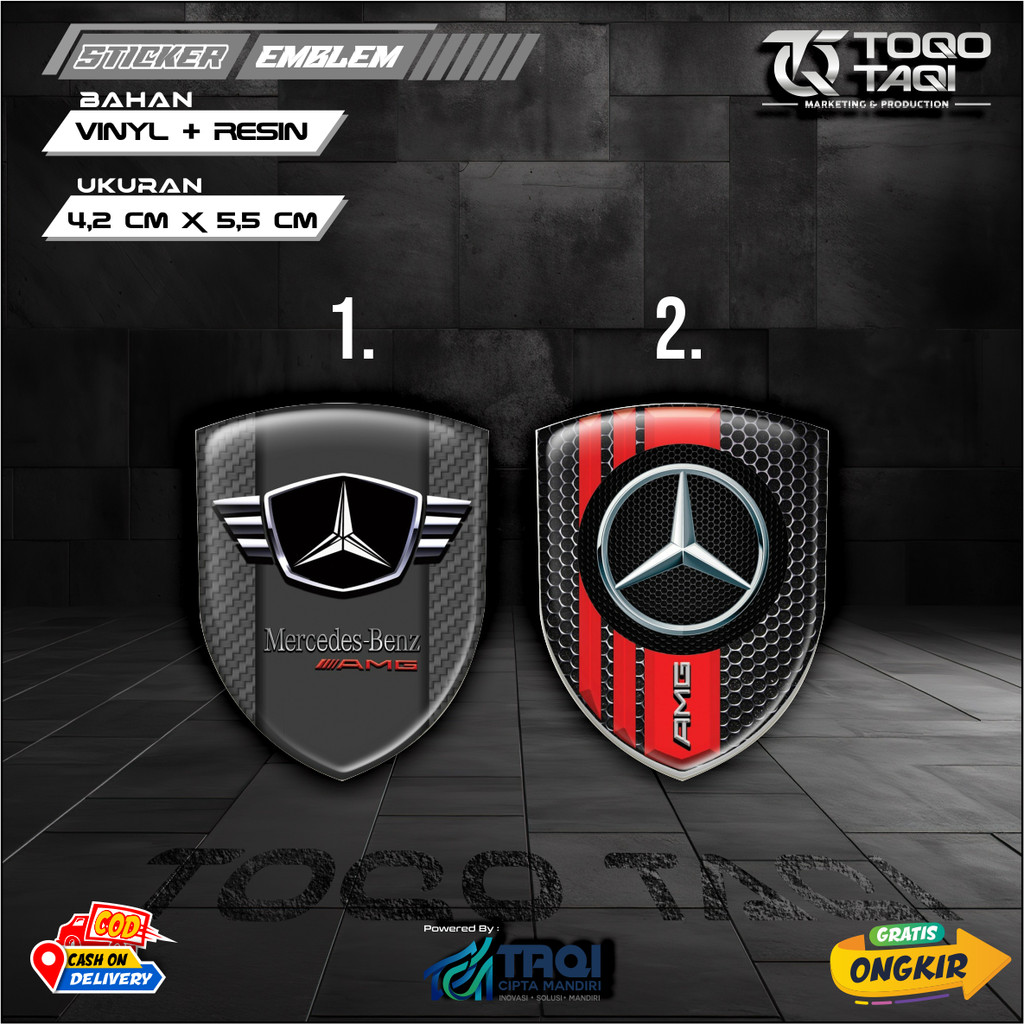 RESIN RAISED สติ๊กเกอร์ EMBLEM โลโก้รถ MERCEDES BENZ SHILED สติ๊กเกอร์ TOQO TAQI