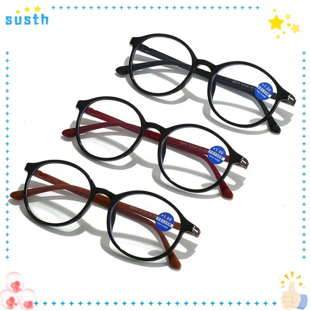 SUSTH แว่นสายตายาว Women & Men Strength 1.0x ~ 4.0x บานพับสปริงแว่นตาป้องกันแสงสีฟ้า