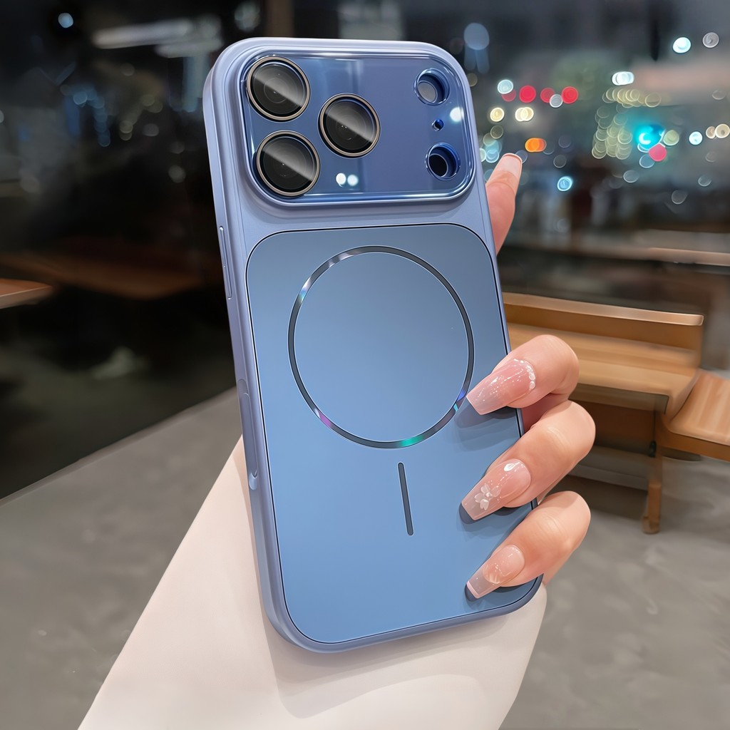 หรูหราป้องกันเลนส์ Frosted Magnetic Case สําหรับ iPhone 17 16 15 14 Pro Max ปุ่ม AI กันกระแทกฝาครอบกันชน