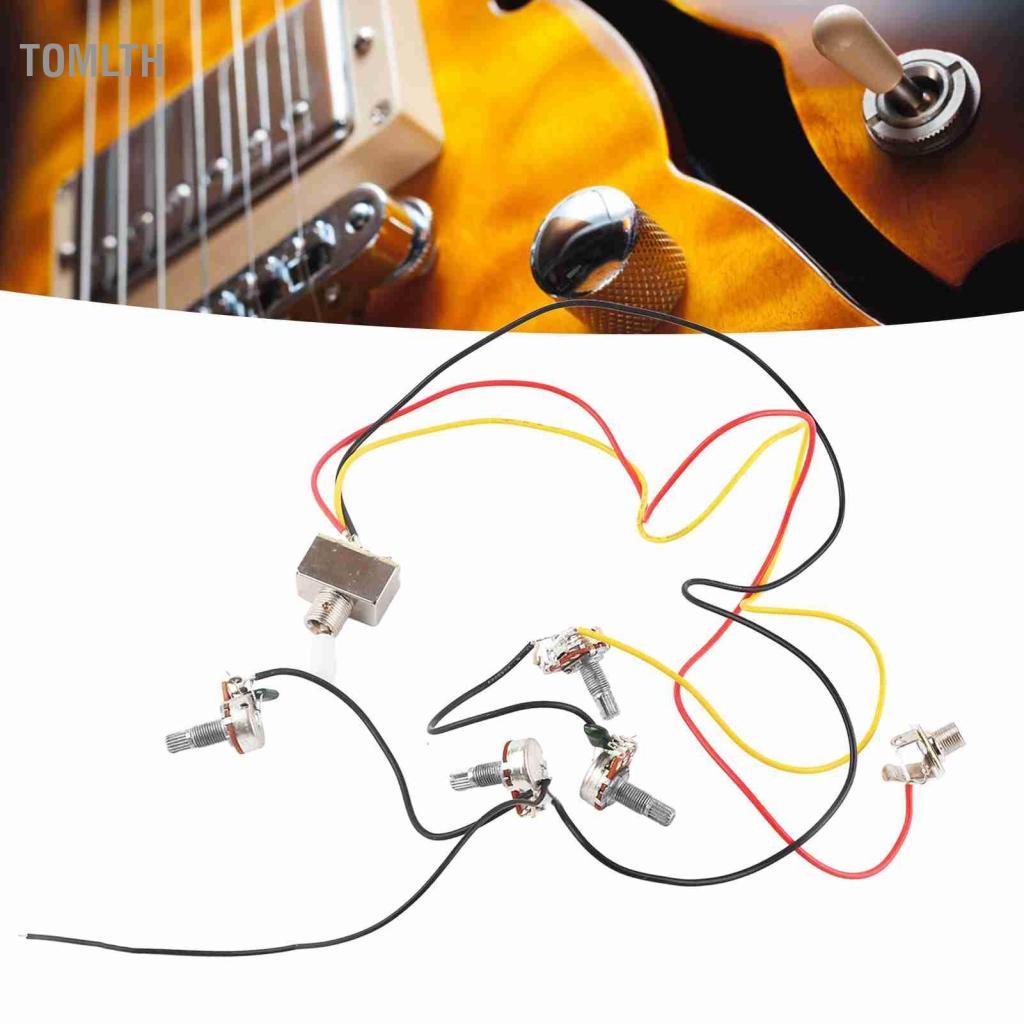 Tomlth Tomlth ชุดสายไฟกีตาร์ Prewired สวิตช์ 3 ทาง 2V2T1J สำหรับอุปกรณ์เสริมสายไฟสีขาว