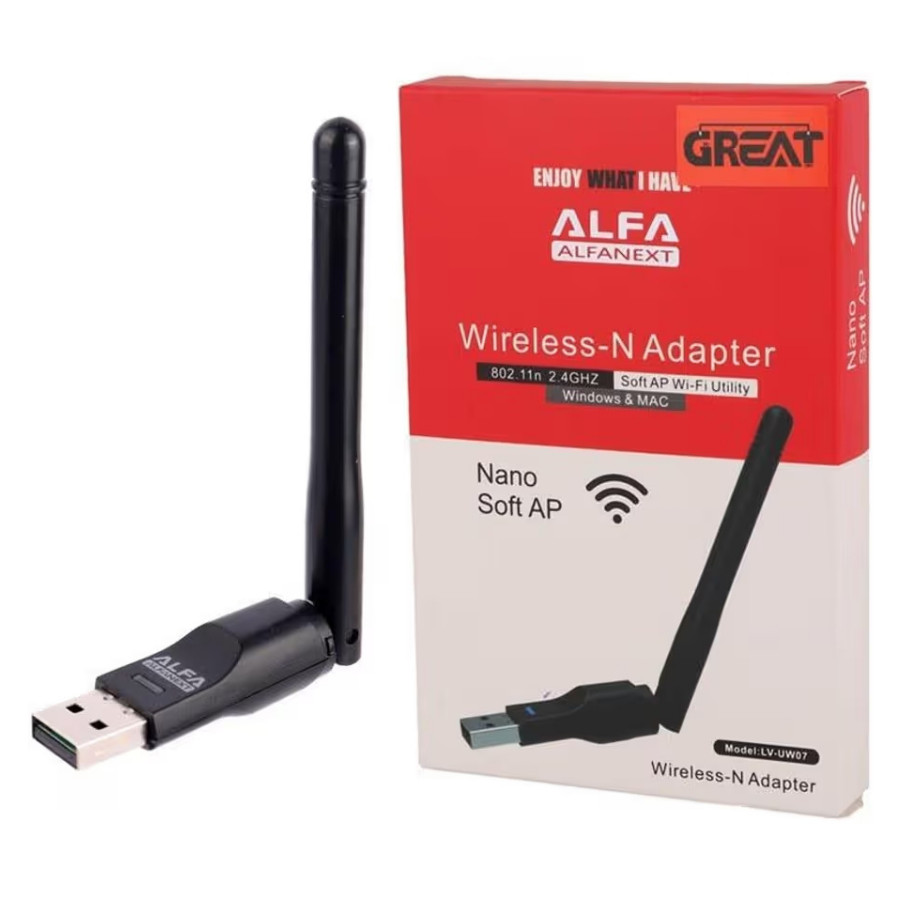 Alfa Alfanext Wireless-N Adapter Model LV-UW07 อะแดปเตอร์ WiFi ไร้สาย อุปกรณ์รับไวไฟ 150Mbps ส่งด่วน