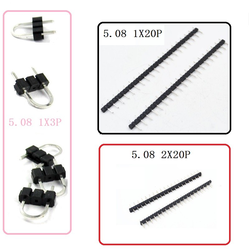 5.08 มม.Pitch 1X20P Pin Header 1 * 3P Jumper Pin U-Shaped Pin Header