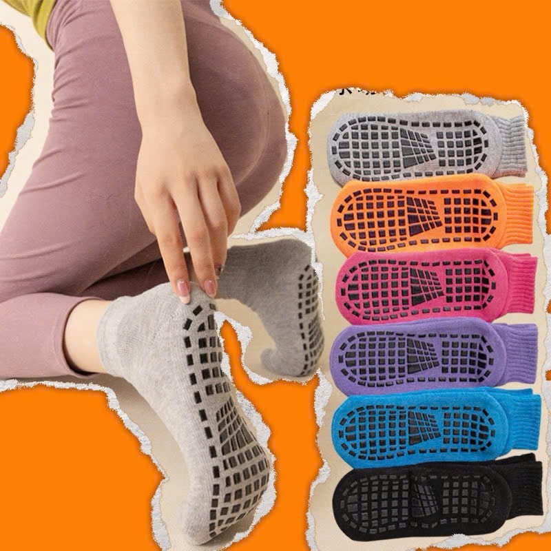 TL103 ถุงเท้ากันลื่นสําหรับผู้หญิงคอปกยางยืดสําหรับเล่นกีฬา Yoga Silicon เนื้อหนา