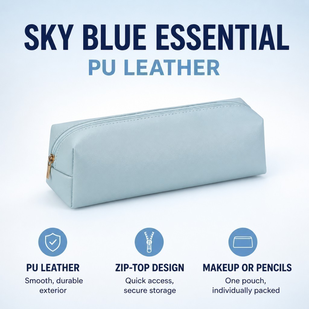 กระเป๋าแปรงแต่งหน้าหนัง PU กันน้ํา Organizer กระเป๋าเครื่องสําอาง Unisex กล่องดินสอ