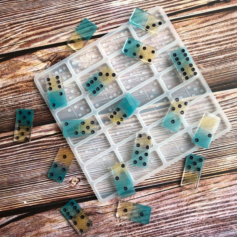 Flgo DIY ของเล่นแม่พิมพ์หล่อแม่พิมพ์ซิลิโคนแม่พิมพ์เรซิน Dominos รูปร่างทําหัตถกรรมเครื่องมือ