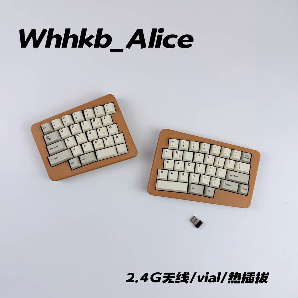 WHHKBALICE Split Mechanical Keyboard 2.4G Ergonomic Split Hot Swap Keyboard VIAL การปรับเปลี่ยนที่ต้