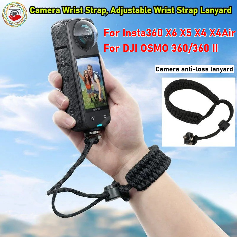 สายรัดข้อมือกล้องสําหรับ Insta360 X6 X5 X4 X4Air สายรัดข้อมือแบบปรับได้พร้อมสกรู 1/4 นิ้ว ยังเข้ากันได้กับ Insta360 X5 X4 X3 X2 / GoPro 13 / DJI OSMO 360 II