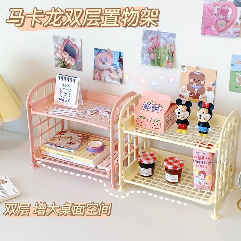 简约桌面双层置物架家用塑料收纳架厨房小型收纳架桌面储物整理架Simple double-tier desktop shelf, household plastic storage20260821