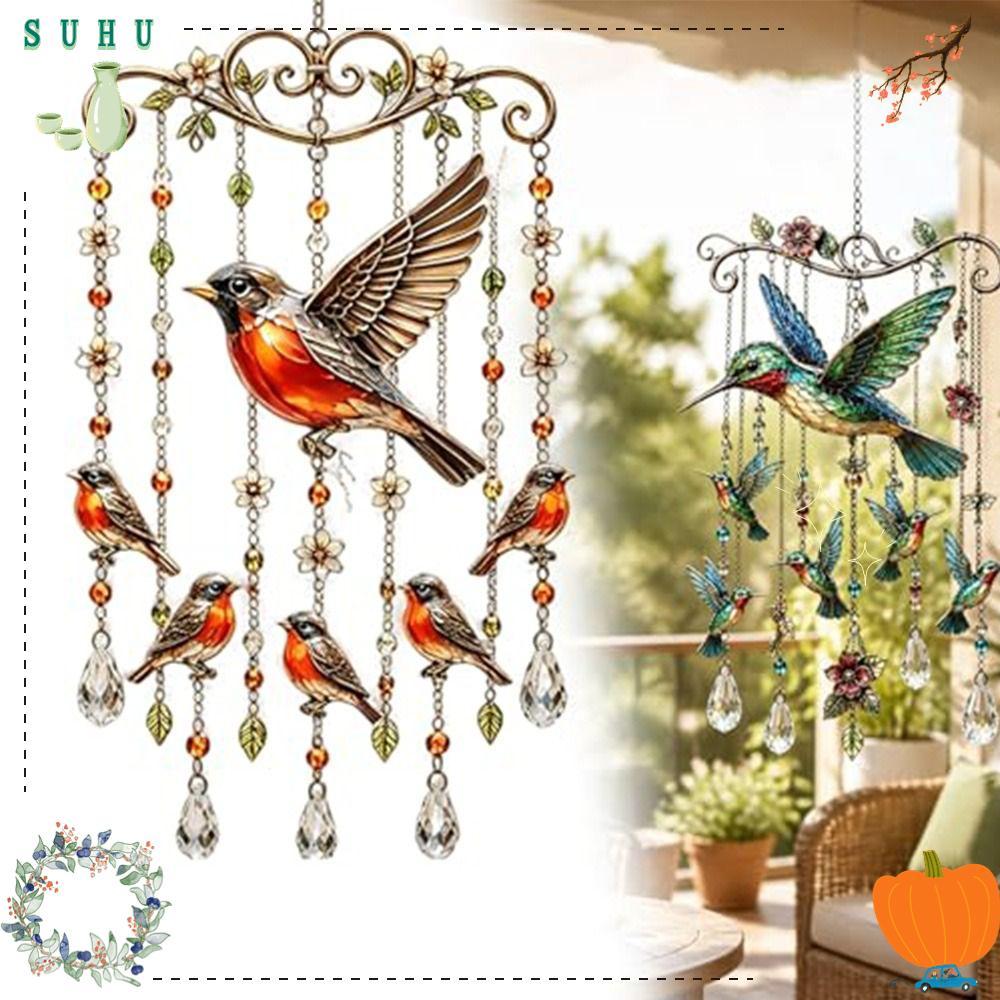 SUHU Bird WIND CHIME,คริสตัล WIND CHIME จี้คริสตัล Hummingbird WIND CHIME,ของขวัญ Gentle Chime เสียง