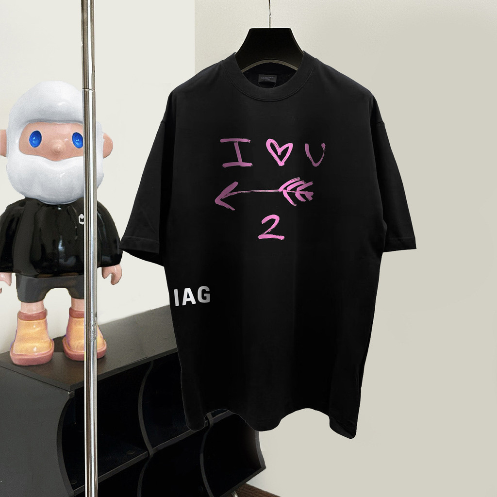 7CPO BLCG Paris 520 ทานาบาตะวันวาเลนไทน์คู่สไตล์ B ผู้ชายผู้หญิงคอเล็กเสื้อยืดแขนสั้น