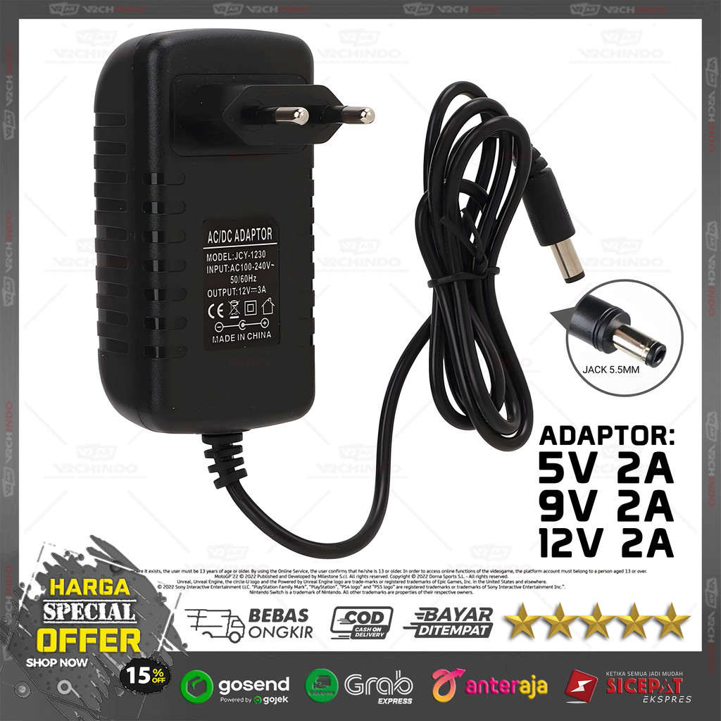 Universal DC Adapter Switching 5V 2 Ampere / 9V 2 Ampere / 12V 2A Charger กล้องวงจรปิดเราเตอร์โมเด็ม