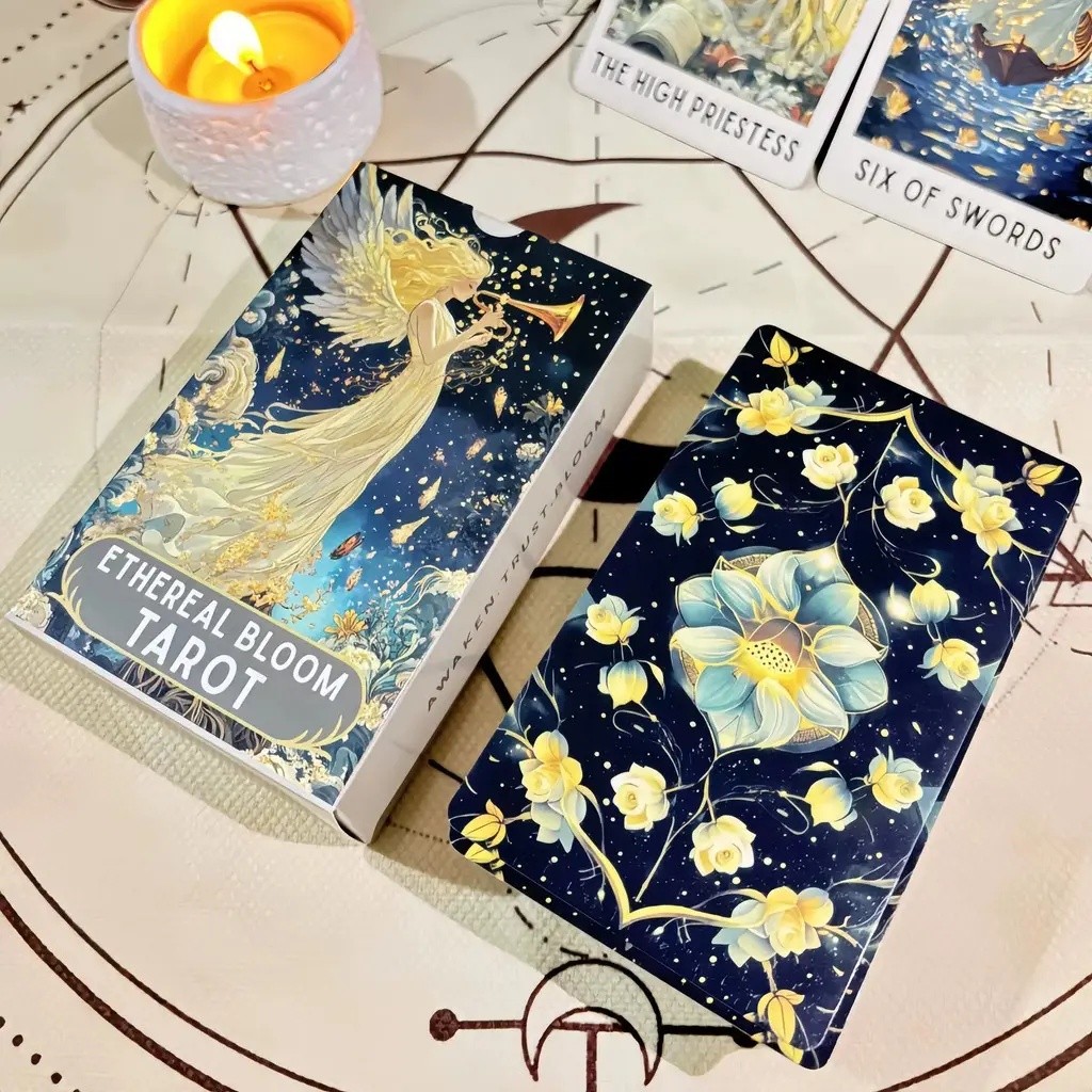 Ethereal Bloom Tarot Deck 78 ไพ่ทาโรต์ลายดอกไม้