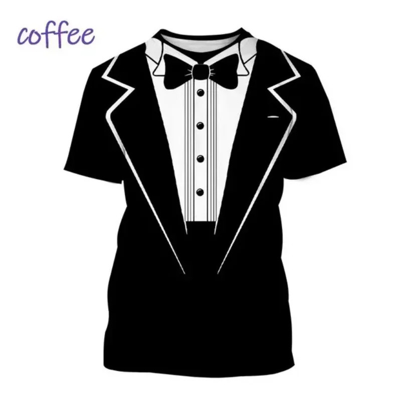 0821[Local Stock] VCC Retro Tuxedo รูปแบบ T เสื้อผู้ชายปลอมชุด  พิมพ์ Tees แฟชั่น Casual Party เสื้อ