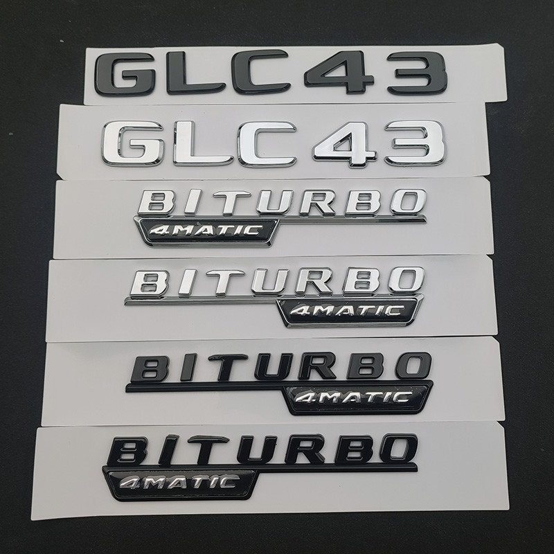 3D ABS Chrome สีดํารถด้านหลังป้ายสติกเกอร์โลโก้ GLC 43 BIRTBO 4MATIC สัญลักษณ์สําหรับ GLC43 อุปกรณ์เ