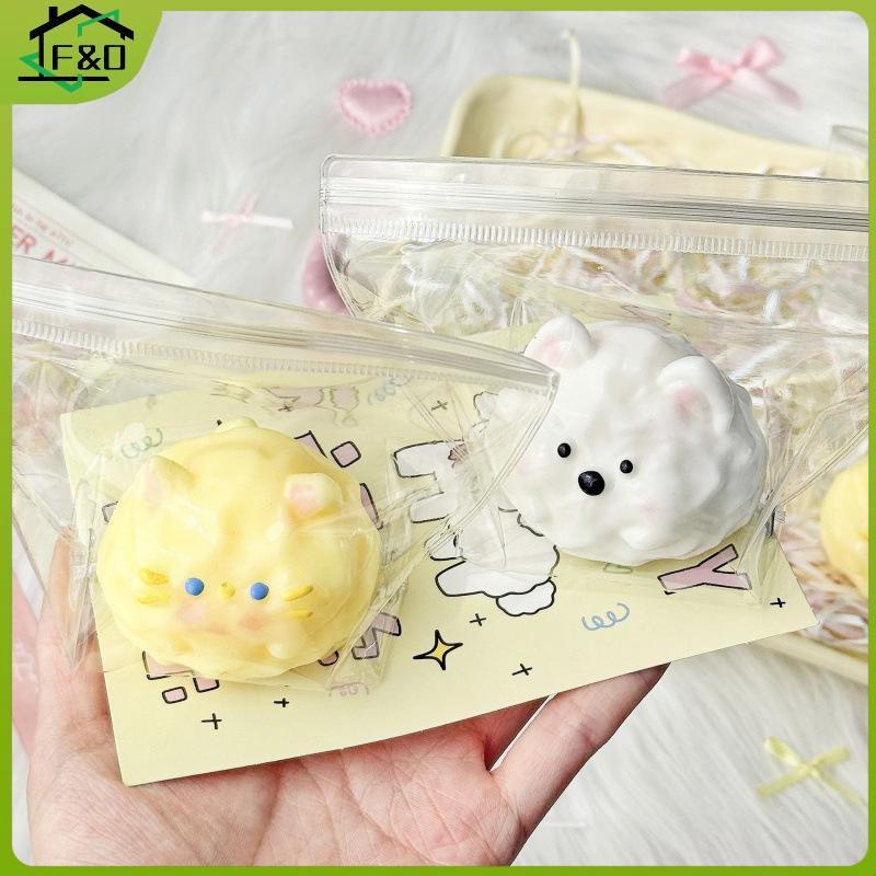 F&O 1/2 ชิ้น Kawaii Puppy Cat Milk Shell Squeeze ของเล่นนุ่มความเครียดบรรเทา Sensory Fidget ของเล่นส