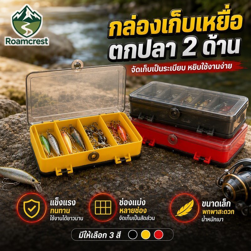 สองด้านตกปลา ต่อสู้ กล่องเหยื่อกรณีการจัดเก็บฝาโปร่งใสหลายช่องแบบพกพา