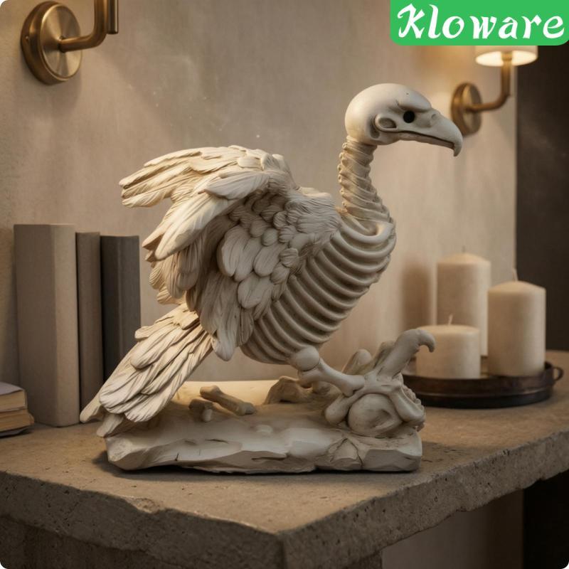 [Kloware] Vulture Skeleton Sculpture Skeletal Vulture Skeleton Haunting Scary for Mantel, Shelf