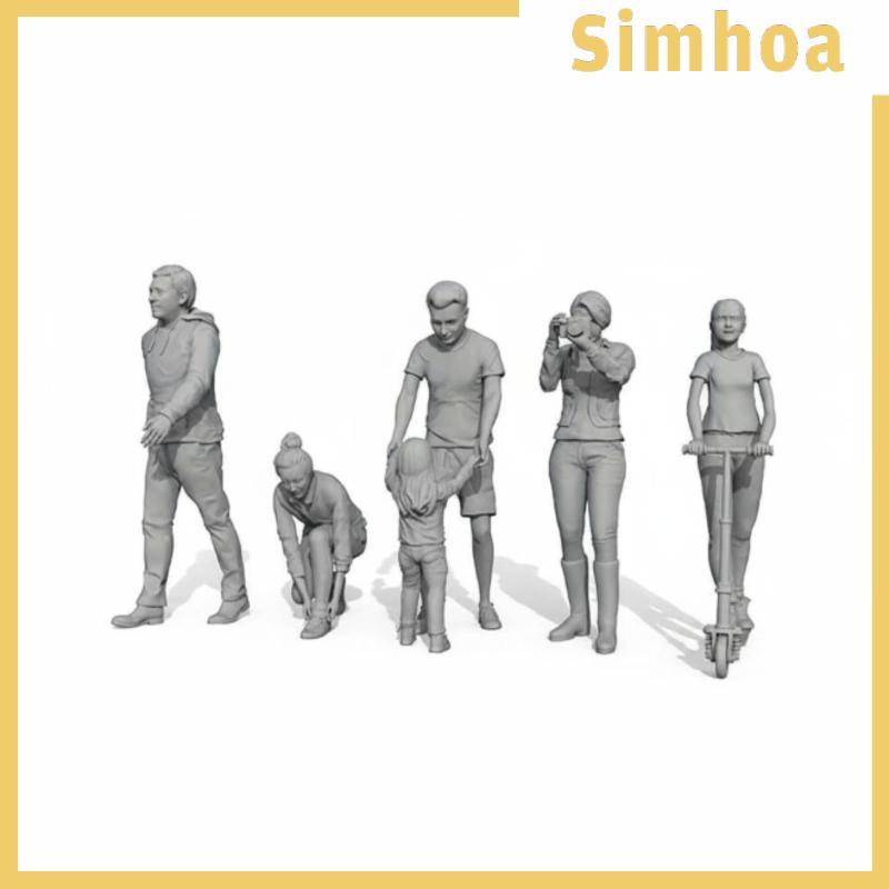 [SIMHOA] 5 ชิ้น HO Scale People Assorted Poses Miniature ฉากตัวเลขทาสีเรซิ่น Miniature People Scale 