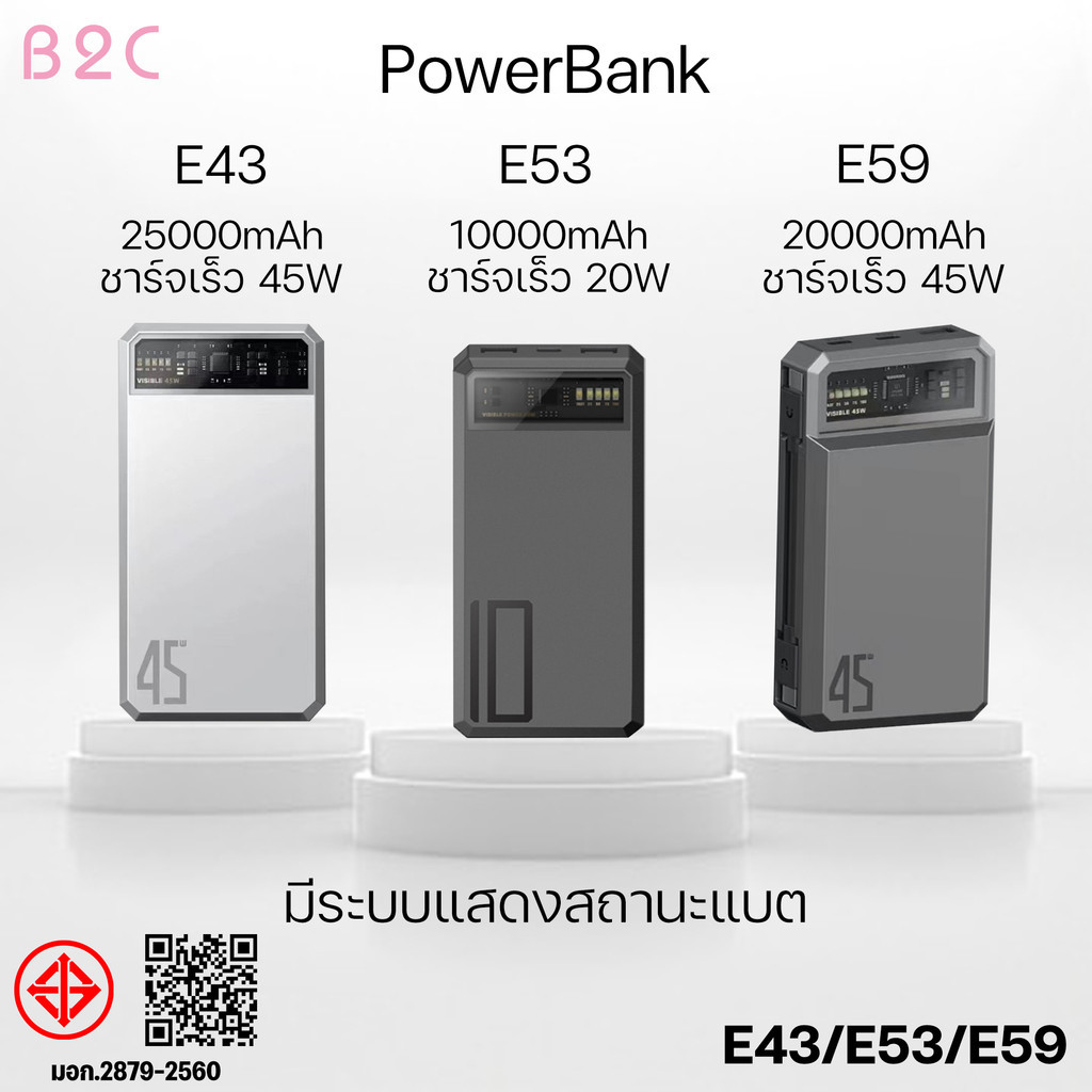 Orsen By Eloop E53 E59 E43 แบตสำรอง 10000 20000 25000 mAh Power Bank พาวเวอร์แบงค์ ชาร์จเร็ว