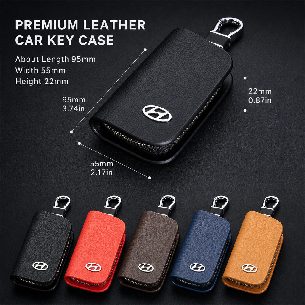 หนังรถซิป Remote Key Fob ฝาครอบ Protector กระเป๋าโลหะ Hook กระเป๋าสําหรับ Hyundai Elantra Tucson San