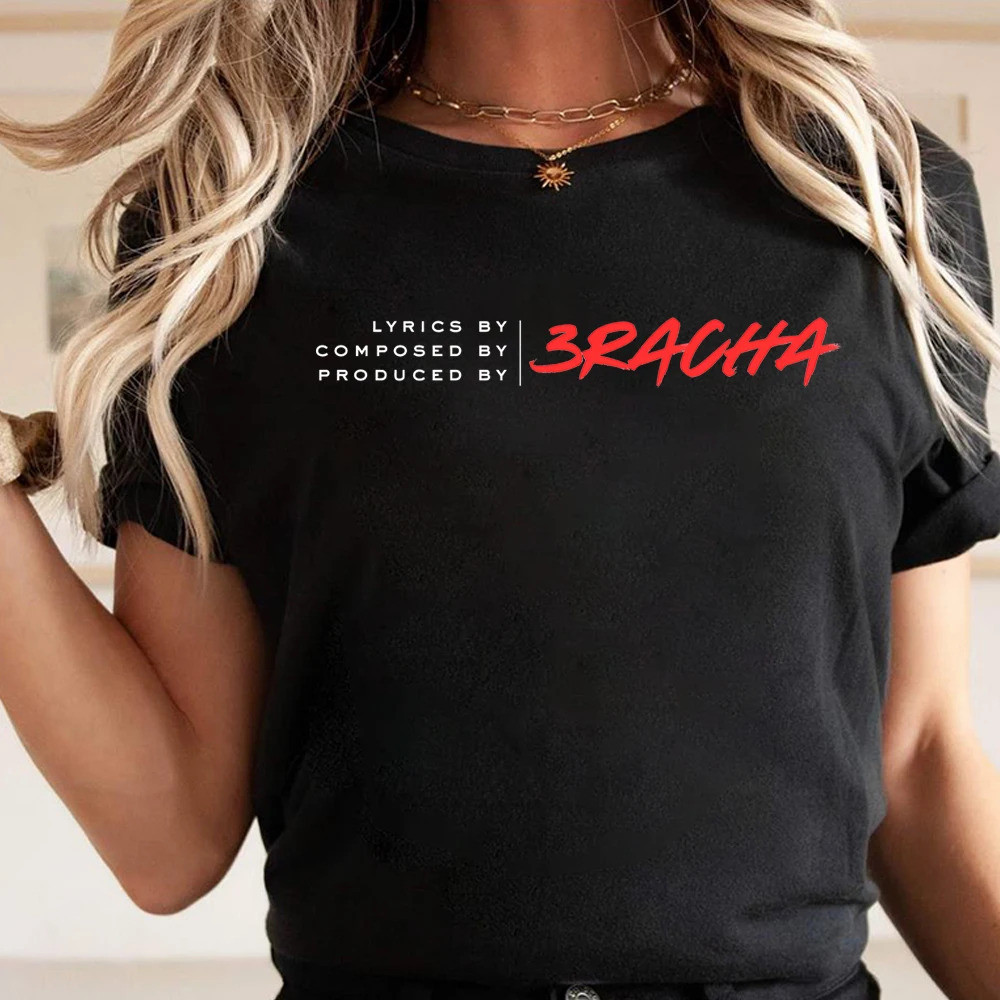 เสื้อยืดสกรีนลาย "3RACHA" ผ้าฝ้ายแท้ คอกลม แขนสั้น ใส่ได้ทั้งชายและหญิง (ไซส์ S–5XL)