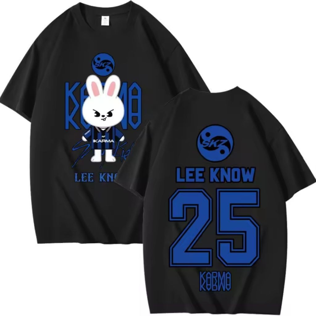 Stray Kids SKZ KARMA Kpop Unisex ผู้ใหญ่สไตล์เกาหลีเสื้อยืด SKZ Karma Bangchan Lee Know Felix Seungm