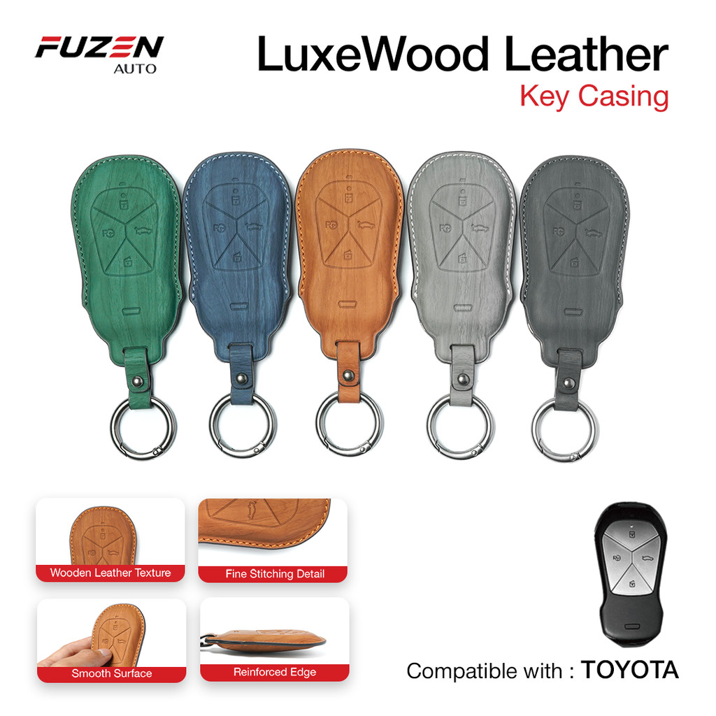 FUZEN - LuxeWood Leather Car Key Cover สําหรับ XPENG G6 Car Key Casing Case