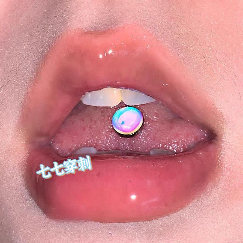 พร้อมสต็อก Seven Seven-Seven เจาะ Ocean Kiss สีขาวอีพ็อกซี่ลิ้น Studs ดื่มกระพริบแหวนลิ้นใช้ T202609