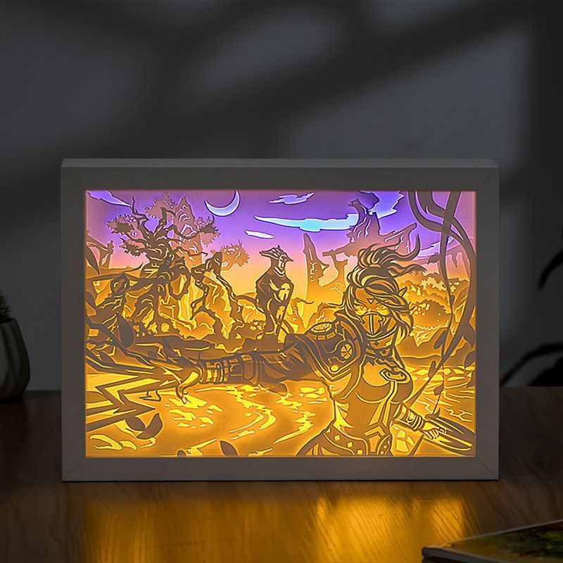 DOTA2 DOTA2 DOTA สินค้า Hand-Made Temple Assassin Ranaya TA ดาบไฟของขวัญหญิง Night Light กระดาษแกะสล