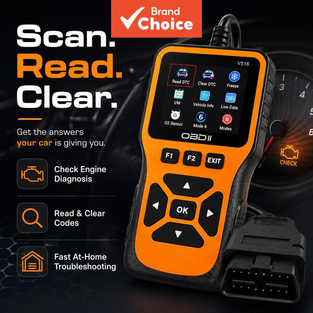 V516 Obd2 เครื่องสแกนเนอร์เครื่องมือวินิจฉัย 8 ฟังก์ชั่นเครื่องอ่านรหัส Dtc Clear Live Data O2 Senso