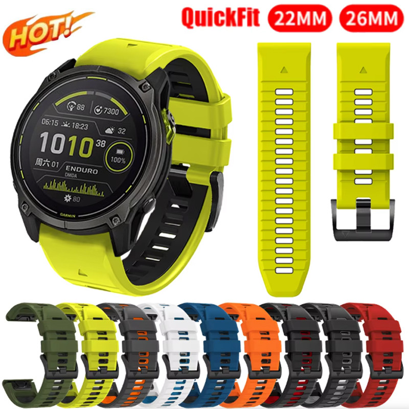 22 26 มม.ซิลิโคนสําหรับ Garmin Fenix 9 Pro 51 มม./Fenix 9 47 มม./Fenix 8 7X 7 Pro Solar/6X 6/Epix/Ep