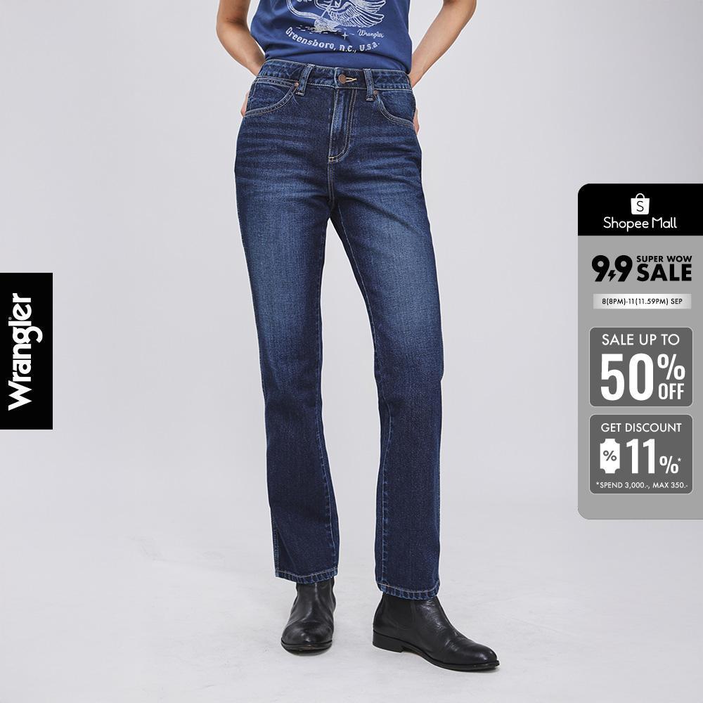 WRANGLER กางเกงยีนส์ผู้หญิง คอลเลคชั่น Beyond Denim เอวสูง ทรงเข้ารูป รุ่น WR F126WSTRN15 - สียีนส์เข้ม