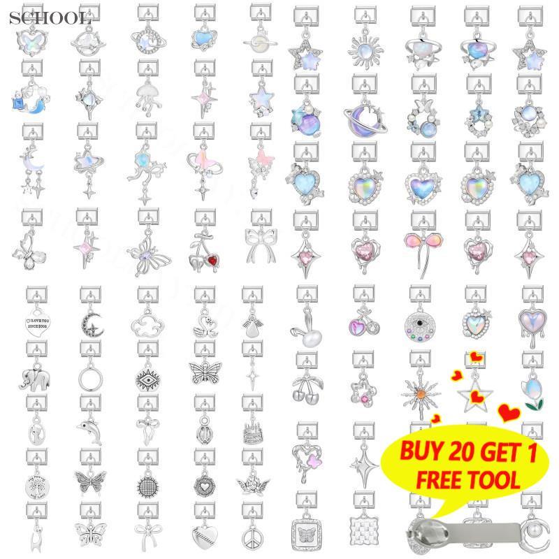 สร้อยข้อมือสแตนเลสพร้อมจี้เงินอิตาเลียน charm เครื่องประดับสำหรับการทำเอง