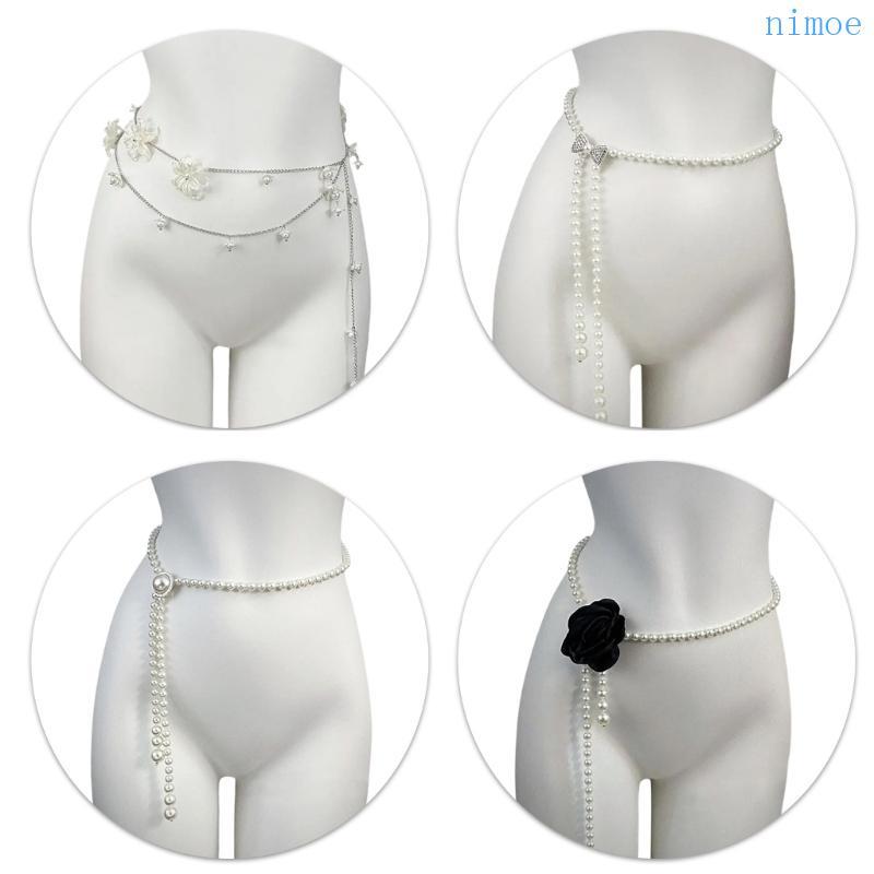 Nio ผู้หญิงเอวโซ่ Belly CHAIN เข็มขัด Pearls Belly Dance เข็มขัด Belly CHAIN สําหรับชุด