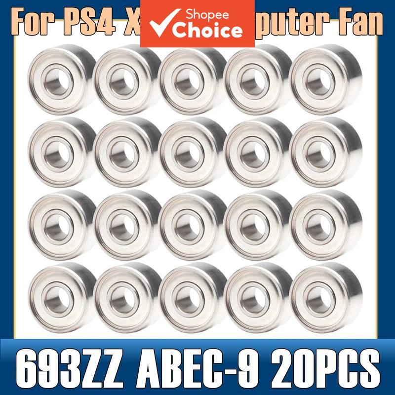 แบริ่ง 693ZZ 3x8x4 มม. (20 ชิ้น) - แบริ่งพัดลมระบายความร้อน PC, เปลี่ยน R-830zz, ความเร็วสูงและเสียง
