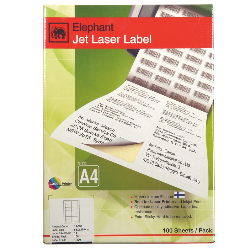 ELEPHANT ป้ายสติกเกอร์คอมพิวเตอร์ รุ่น 18-030 ขนาด 70x36 มม.