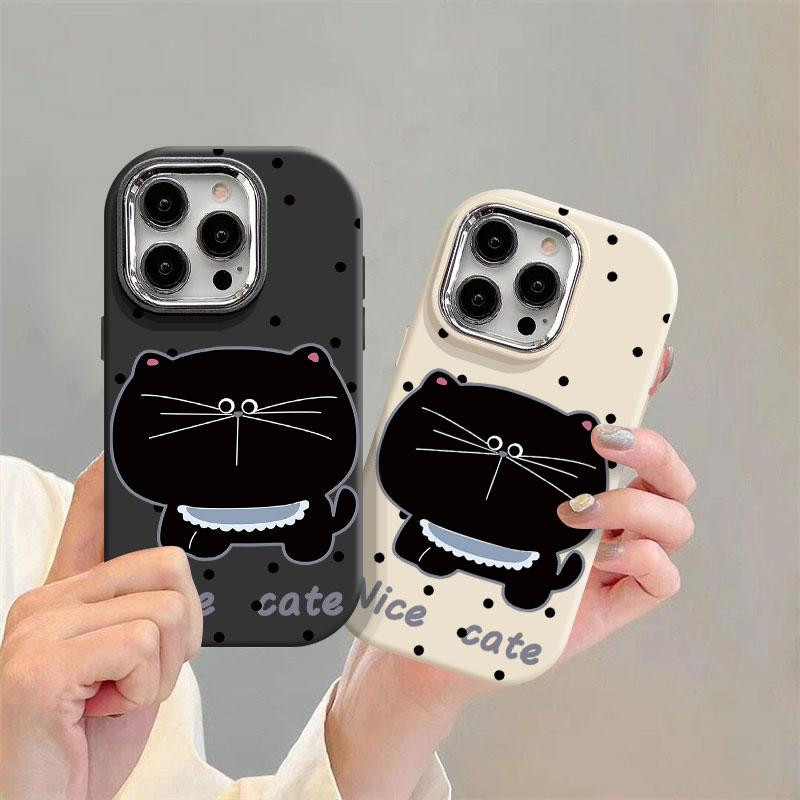 แมวอ้วนน่ารัก For iPhone เคสไอโฟน 11 12 เปลือกที่เรียบง่าย 13 14 15 16 17 PLUS B4PRO MAX X XS MAX XR 7/8PLUS