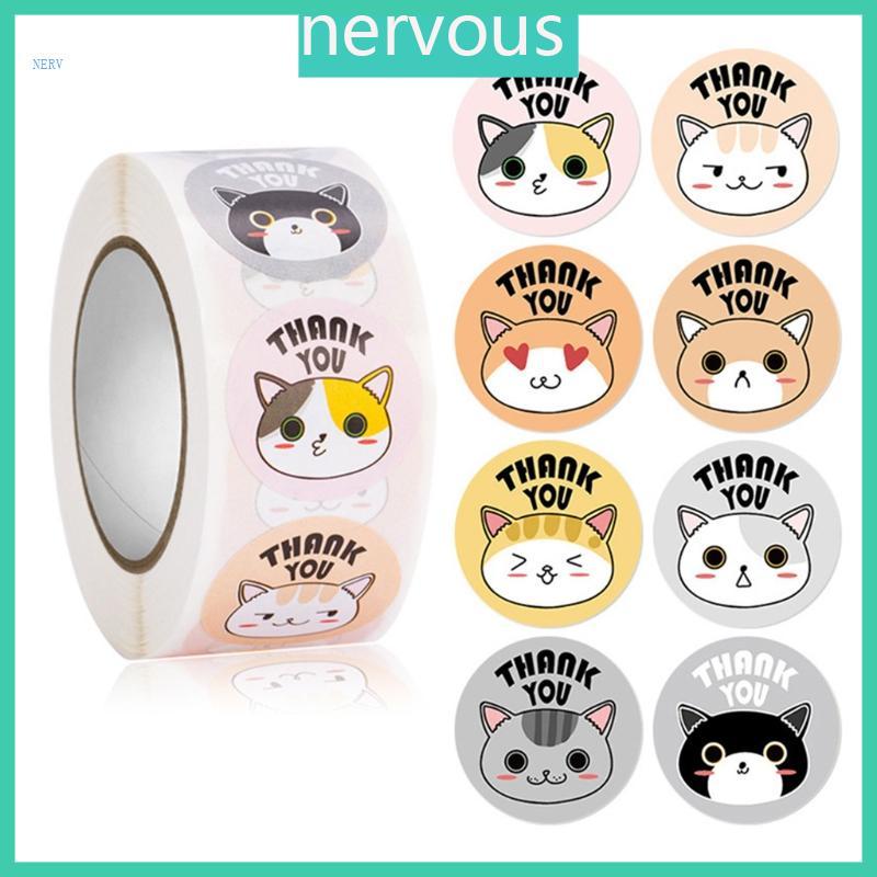 NERV 500 ชิ้นสติกเกอร์สัตว์น่ารักม้วนป้ายน่ารักสําหรับกล่องหัตถกรรม DIY Decros