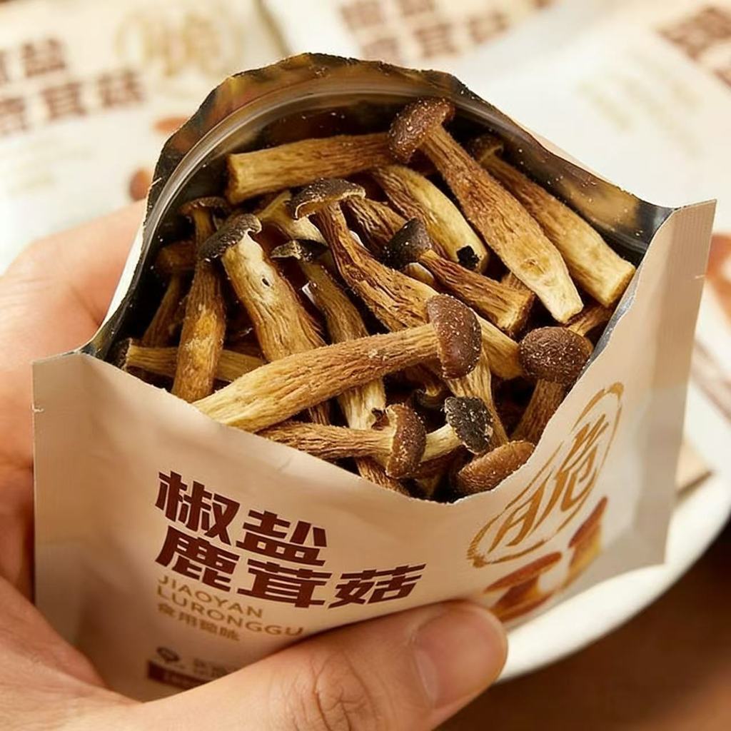 Salt Pepper Antler Mushroom Crispy Snacks Glutton-Relieving Black Truffle Flaving Crispy Glutton-Rel