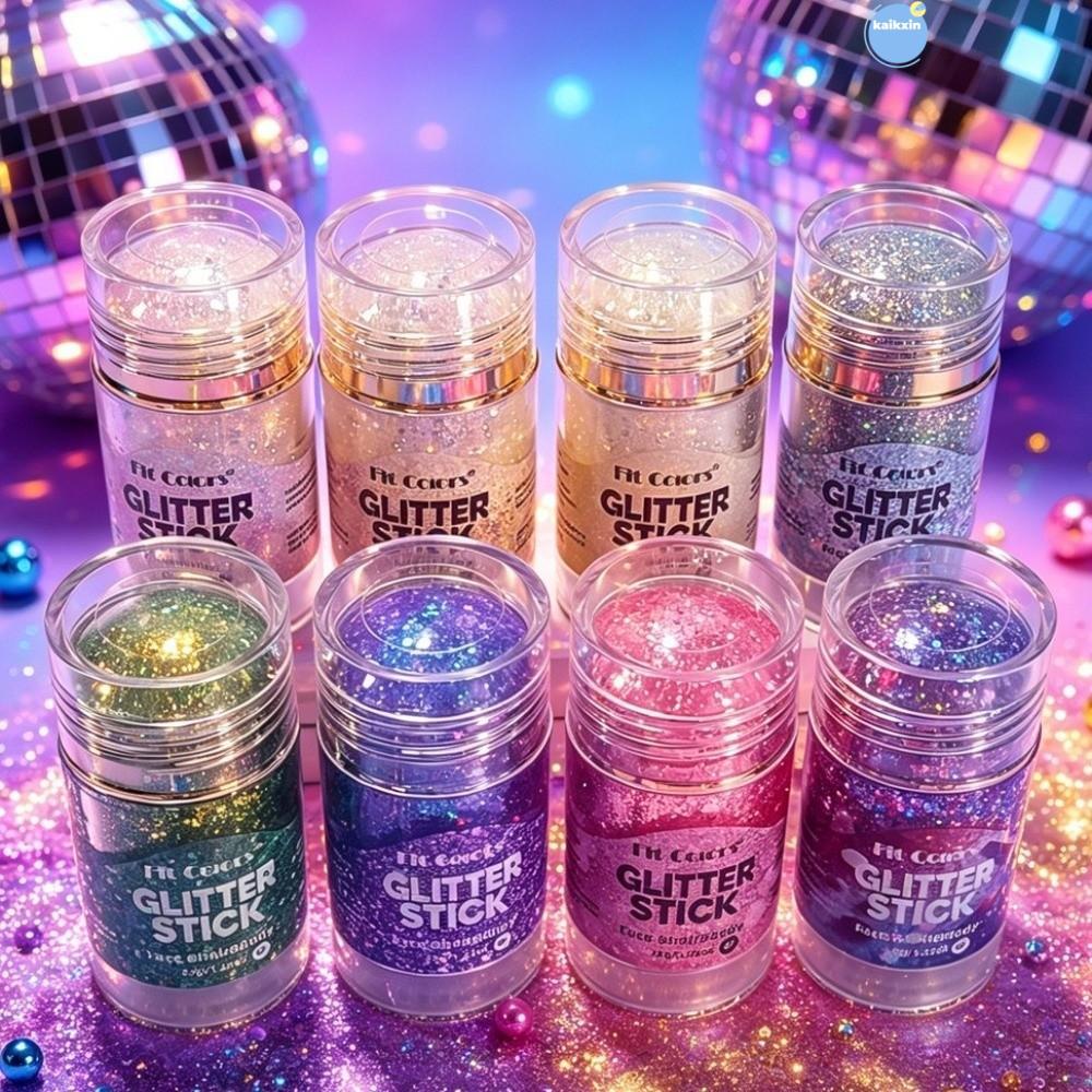 COOLSO Glitter Stick,สีแดงสีขาวสีฟ้ากันน้ําเลื่อม Glitter Gel Stick,หมุนประกายเลื่อม 8 สี Body Glitt