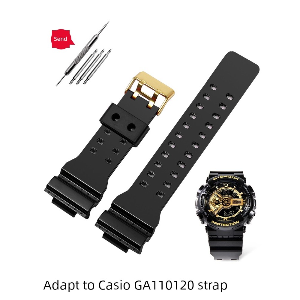 นาฬิกาผู้หญิง นาฬิกา ผู้ชาย seiko ของแทั เหมาะสำหรับ Casio G-SHOCK Series สายนาฬิกาซิลิโคนสีดำทองสาย