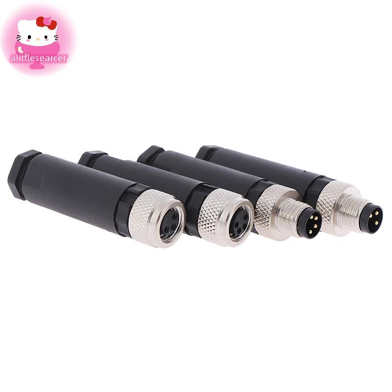Alittlesearcer 1 PC M8 Sensor Connector 3/4 Pin ปลั๊กมุมตรงชาย/หญิง EN