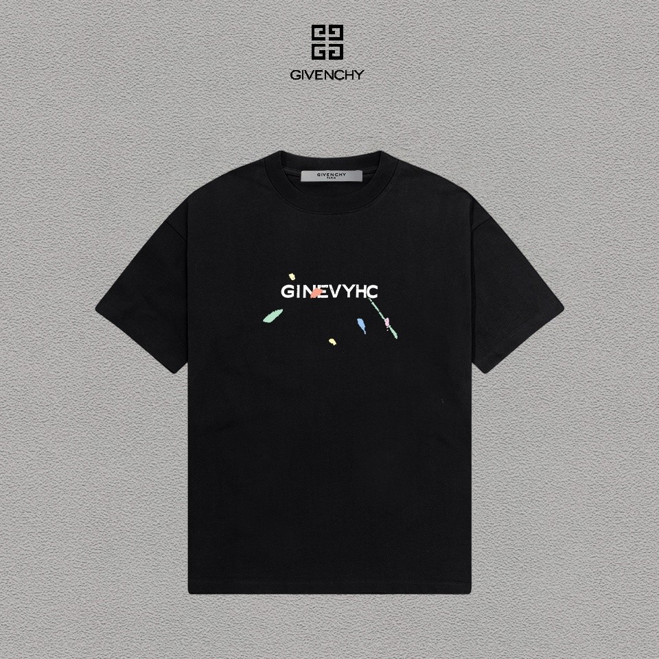 GIVENCHY/GIVENCHY// 2026 เสื้อยืดแขนสั้นคอกลมสไตล์คู่ผู้ชายสไตล์ใหม่รอบคอฤดูใบไม้ร่วง Co-Branded อิน