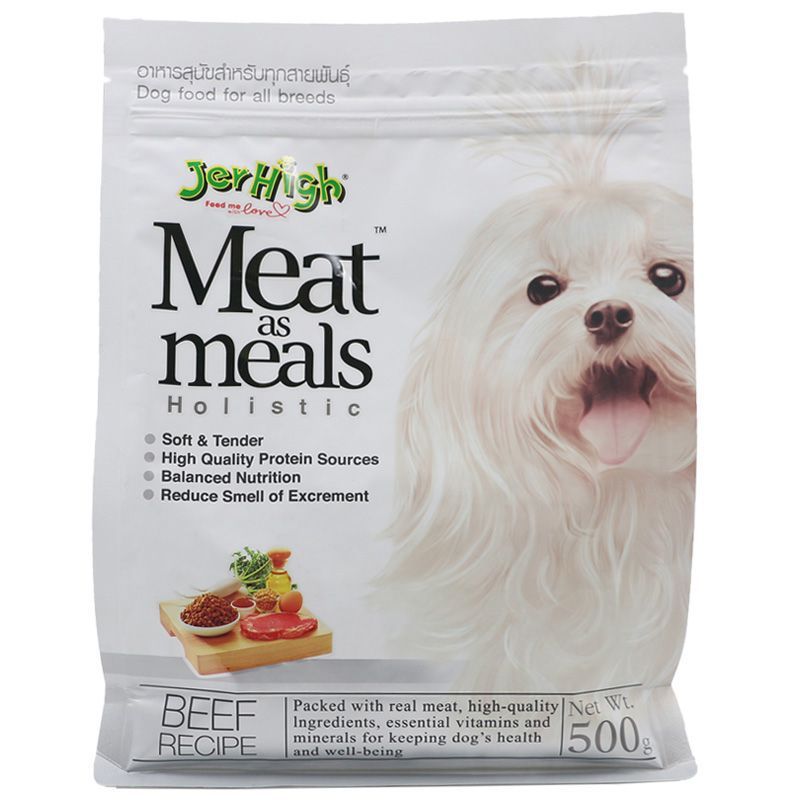 เจอร์ไฮมีทแอสมีลส์อาหารสุนัขพันธุ์เล็กรสเนื้อ 500กรัม Jer Hight Meat As Meals Beef 500g.