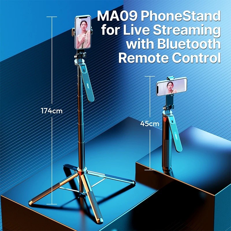 ULANZI MA09 ขาตั้งโทรศัพท์พร้อมรีโมทคอนโทรลบลูทูธโหมดGimbal Selfie Stickโหมดขาตั้งกล้องยืดได้สําหรับ