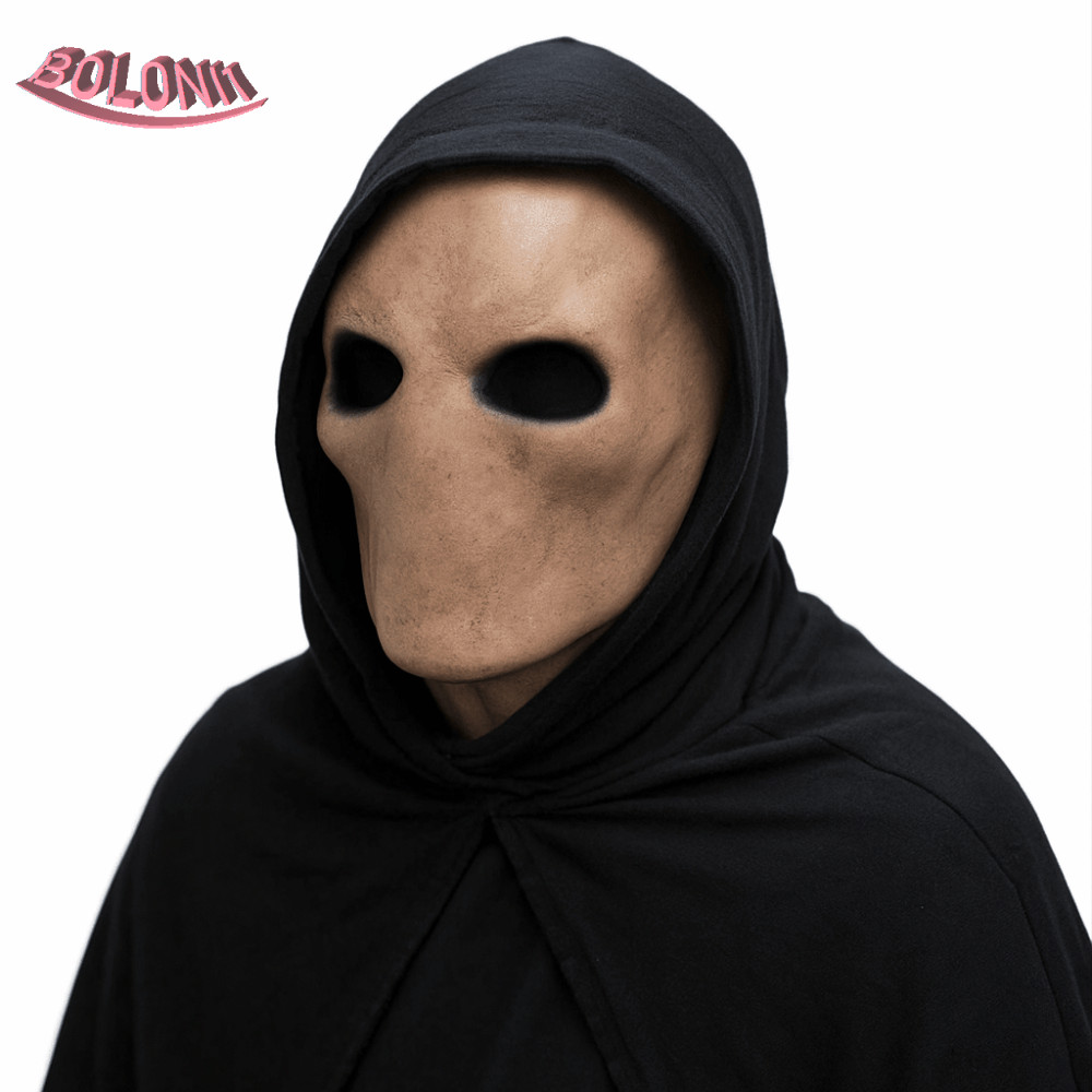 BO ฮาโลวีน Slenderman หน้ากาก,ปลอดสารพิษ Faceless Man Alien Skull Latex หมวกกันน็อก, Creative 3D แต่